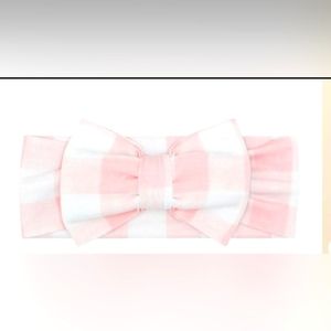 Little sleepies pink gingham bow headband